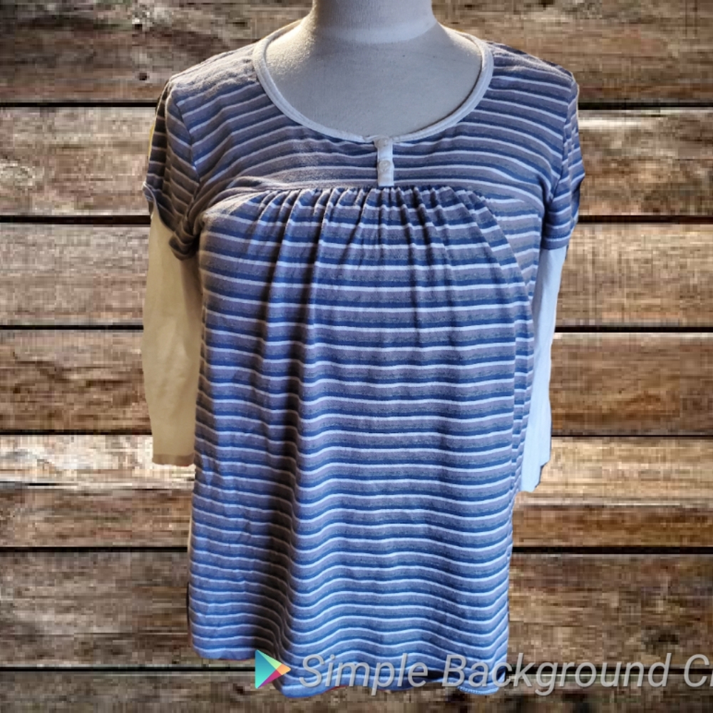 Maternity shirt, medium,  blue and white stripes